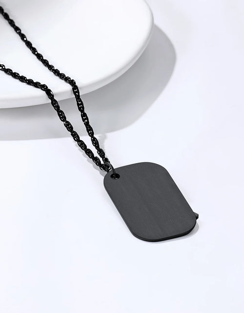 Load image into Gallery viewer, Cross Necklace for Men Stainless Steel Dog Tag Bible Verse Black Pendant Chain Christmas Jewelry Gifts for Son
