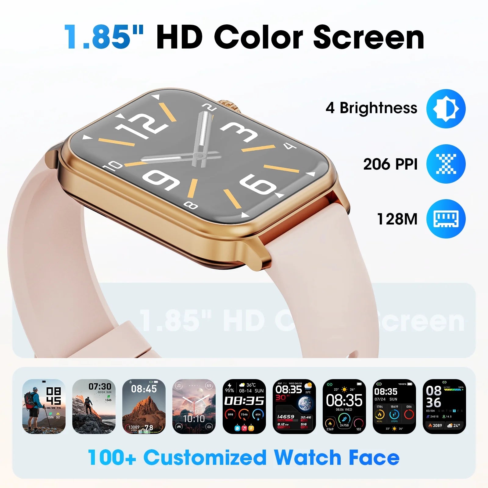 Reloj Inteligente Con Batería Extra Grande De 46 Mm, (Responder Hacer Llamadas/Tiempo De Espera 60 Días/120+ Modo Deportivo) Compatible Con Dispositivos Android Y Iphone, Regalo Perfecto (Rosa)
