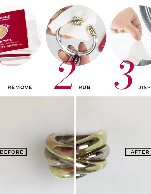 Load image into Gallery viewer, Gold &amp; Silver Jewelry Cleaning Wipes, Red Compact, 25Ct Dry Disposable Wipes Clean and Polish Gold and Silver Jewelry
