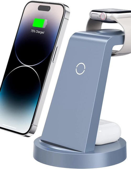 Load image into Gallery viewer, Cargador Inalámbrico - Estación De Carga 3 En 1 Compatible Para Iphone Y Iwatch - Base De Carga Para Airpods (Azul)
