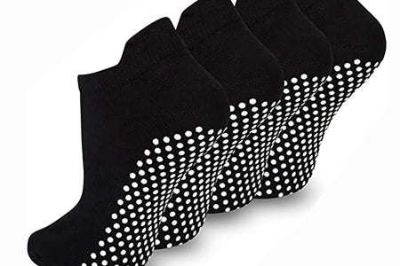 EASTIN 4 Pairs Non Slip Grip Socks Yoga Pilates Hospital Socks Sticky Grippers for Men Women