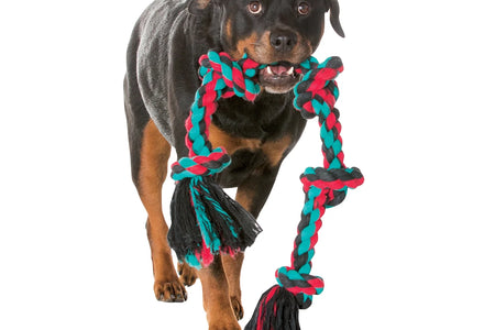 Flossy Masticables Mezcla De Algodón 3 Nudos Cuerda Tirador Perro Juguete, Extra Grande, 36"