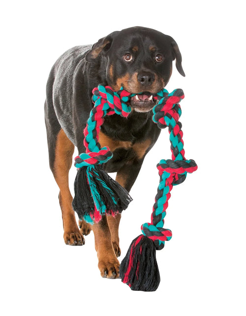 Load image into Gallery viewer, Flossy Masticables Mezcla De Algodón 3 Nudos Cuerda Tirador Perro Juguete, Extra Grande, 36"

