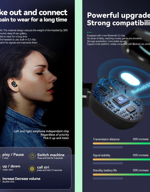 Load image into Gallery viewer, Bluetooth Earbuds Wireless Earbuds,Bluetooth 5.2 Headphones with Charging Case, Bluetooth Headphones with Mics, Fingerprint Control, Power Display,For Sports/Working on Clearance
