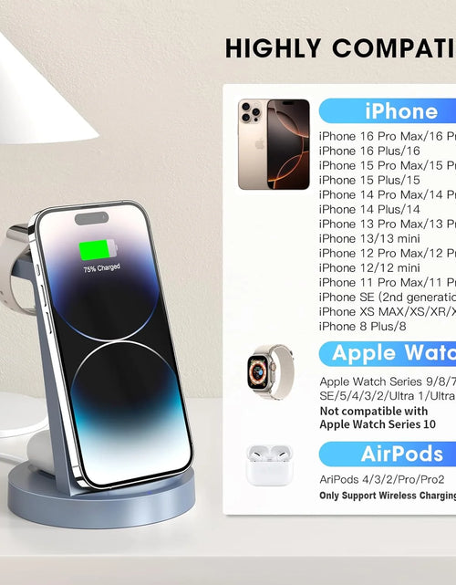 Load image into Gallery viewer, Cargador Inalámbrico - Estación De Carga 3 En 1 Compatible Para Iphone Y Iwatch - Base De Carga Para Airpods (Azul)
