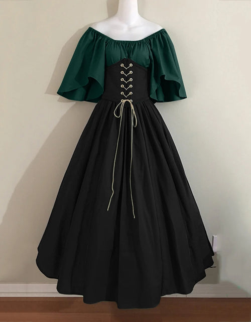Load image into Gallery viewer, UPPADA Womens Renaissance Faire Dresses Medieval Irish Traditional plus Size Dresses Ruffle over Dress Corset Retro Cosplay Gown
