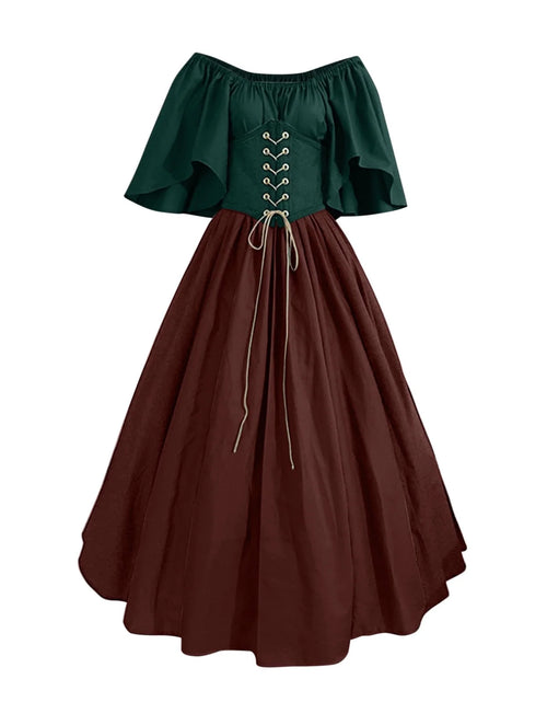 Load image into Gallery viewer, UPPADA Vestidos De Feria Renacentista Para Mujeres Medievales Irlandeses Tradicionales Talla Grande Vestidos Con Volantes Sobre Vestido Corsé Retro Vestido De Cosplay
