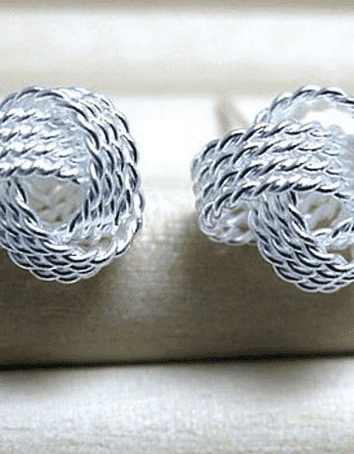 Load image into Gallery viewer, Juego De Collar Y Aretes a Juego De Plata Esterlina Con Nudo De Amor Infinito Para Mujer Ocasión Especial Cumpleaños Vacaciones
