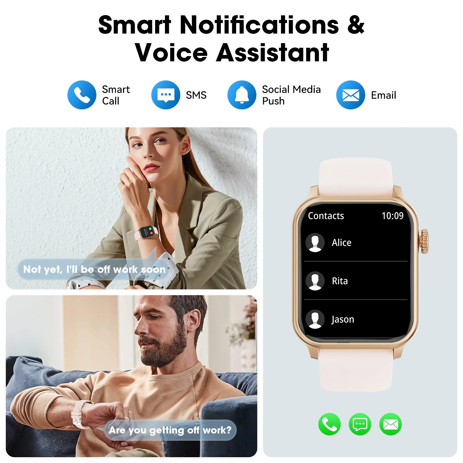 Reloj Inteligente Con Batería Extra Grande De 46 Mm, (Responder Hacer Llamadas/Tiempo De Espera 60 Días/120+ Modo Deportivo) Compatible Con Dispositivos Android Y Iphone, Regalo Perfecto (Rosa)