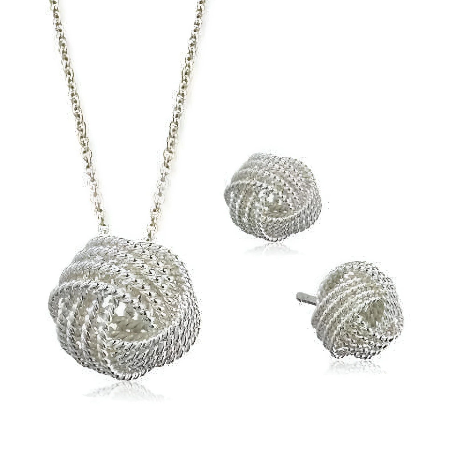 Juego De Collar Y Aretes a Juego De Plata Esterlina Con Nudo De Amor Infinito Para Mujer Ocasión Especial Cumpleaños Vacaciones