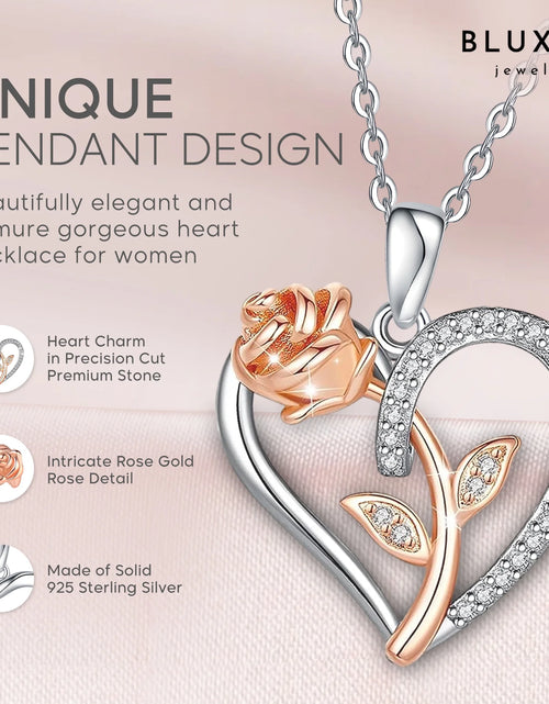 Load image into Gallery viewer, Collar De Plata Esterlina Para Mujer Regalo Para Mamá Esposa De Esposo Día De San Valentín Novia Collar De Corazón De Rosa Para Novia Regalos De Cumpleaños Madre Hija Colgante
