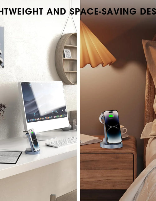 Load image into Gallery viewer, Cargador Inalámbrico - Estación De Carga 3 En 1 Compatible Para Iphone Y Iwatch - Base De Carga Para Airpods (Azul)
