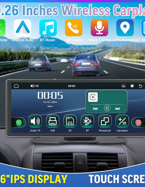 Load image into Gallery viewer, 10.26-Inch Wireless Carplay Android Auto Car Portable GPS Navigation Car Display Screen Central Control Screen Radio
