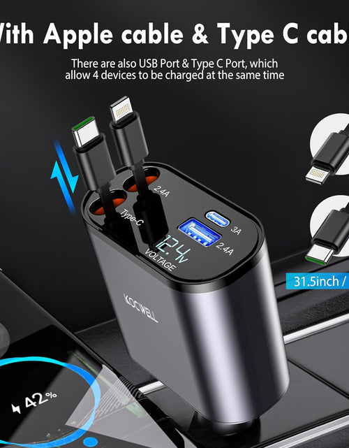 Load image into Gallery viewer, , Carga Súper Rápida 4 En 1 Con Cables Retráctiles (31,5 Pulgadas) Y 2 Puertos USB, Negro
