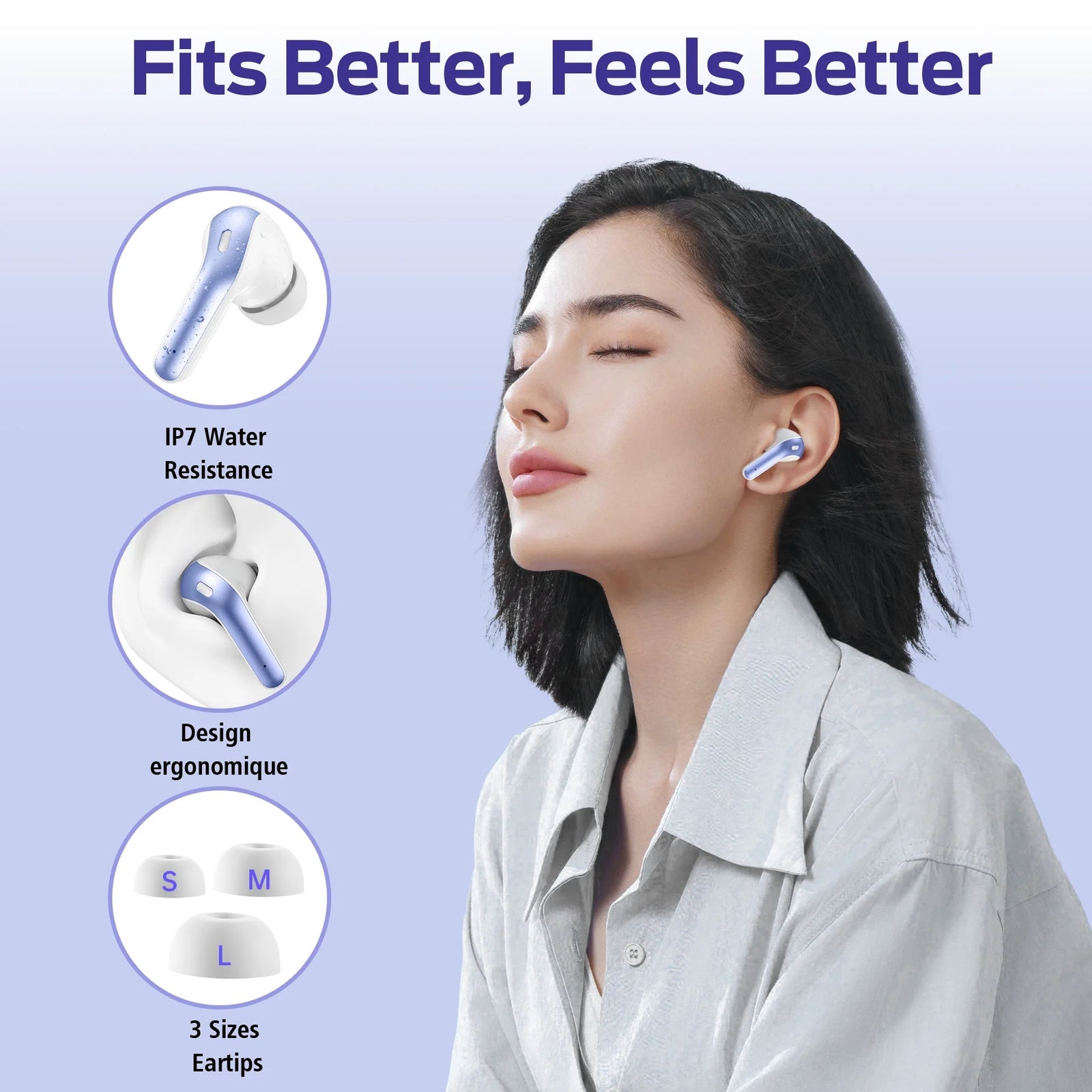 VEATOOL Audífonos Bluetooth True Wireless Earbuds 65H Reproducción Pantalla De Energía Auriculares Con Estuche De Carga Inalámbrica IPX7 a Prueba De Agua Intraaurales Earbuds Con Micrófono Para TV Smartphone Computadora Laptop