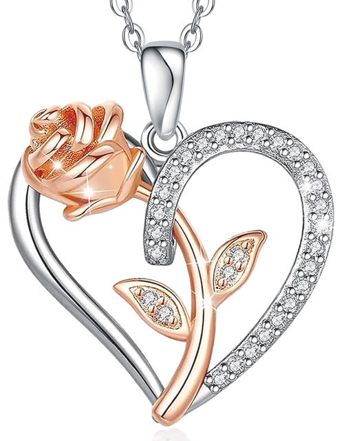 Load image into Gallery viewer, Collar De Plata Esterlina Para Mujer Regalo Para Mamá Esposa De Esposo Día De San Valentín Novia Collar De Corazón De Rosa Para Novia Regalos De Cumpleaños Madre Hija Colgante
