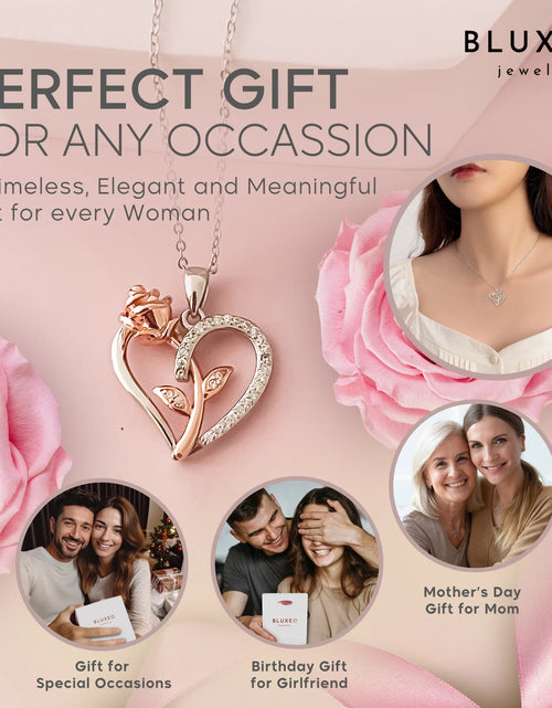 Load image into Gallery viewer, Collar De Plata Esterlina Para Mujer Regalo Para Mamá Esposa De Esposo Día De San Valentín Novia Collar De Corazón De Rosa Para Novia Regalos De Cumpleaños Madre Hija Colgante
