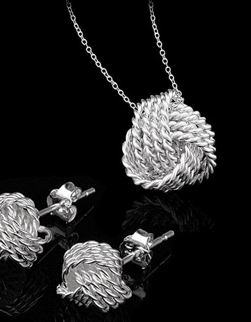 Load image into Gallery viewer, Juego De Collar Y Aretes a Juego De Plata Esterlina Con Nudo De Amor Infinito Para Mujer Ocasión Especial Cumpleaños Vacaciones
