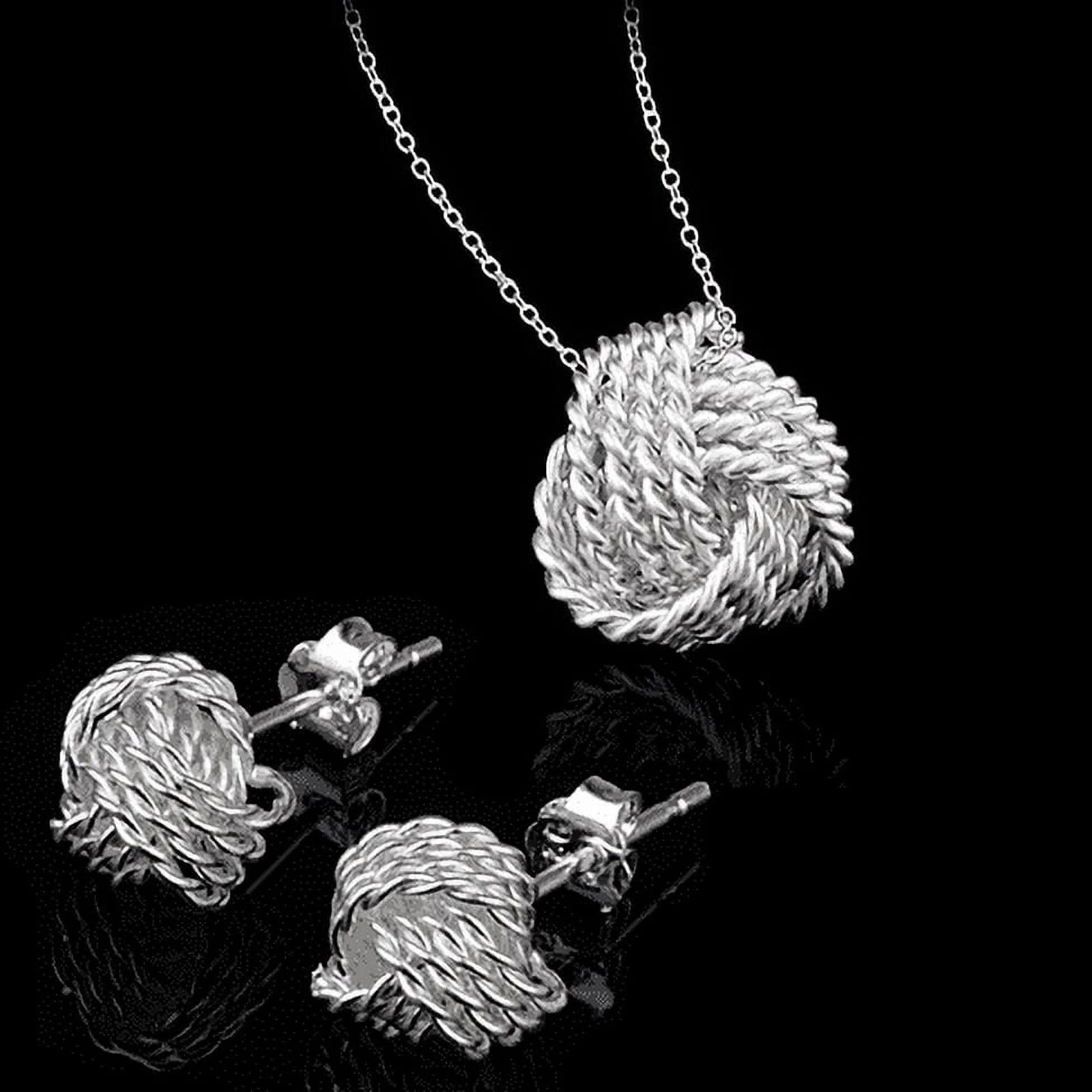 Juego De Collar Y Aretes a Juego De Plata Esterlina Con Nudo De Amor Infinito Para Mujer Ocasión Especial Cumpleaños Vacaciones