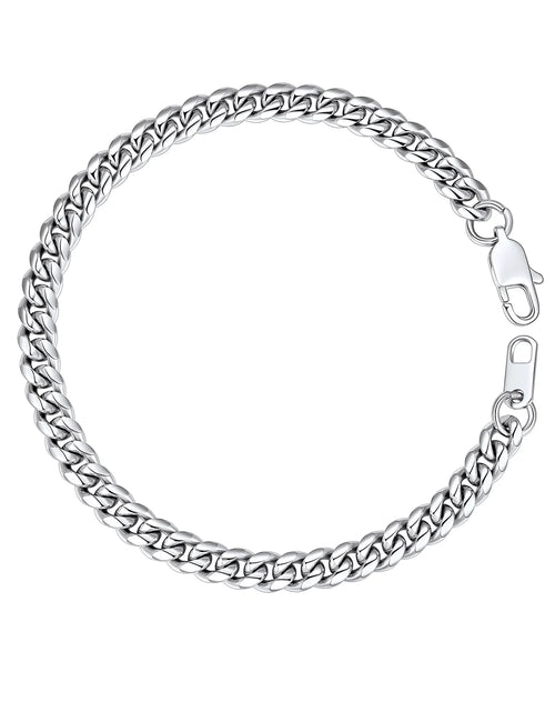 Load image into Gallery viewer, Men Chain Bracelet Cuban Stainless Steel Curb Bracelet 6MM 8.3 Inch Silver Wrist Bracelet Mens Birthday Valentines Day Jewelry Gifts for Him Dad Adults Age
