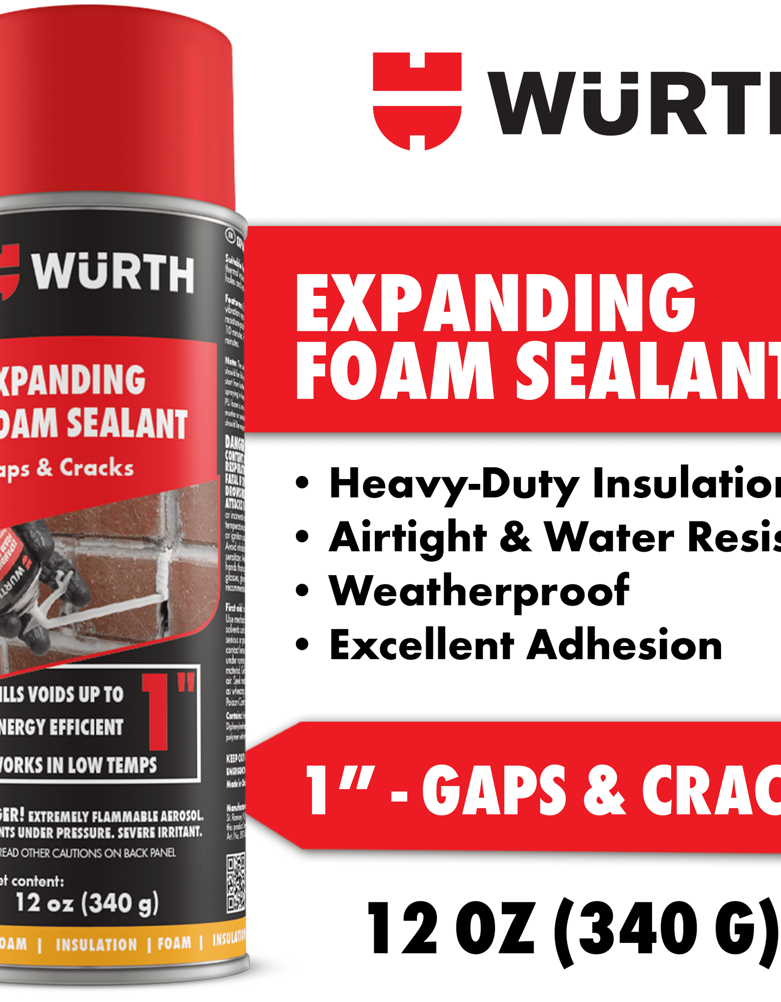 12Oz Expanding Foam Sealant for Gaps and Cracks up to 1 Inch - Insulating Spray Foam