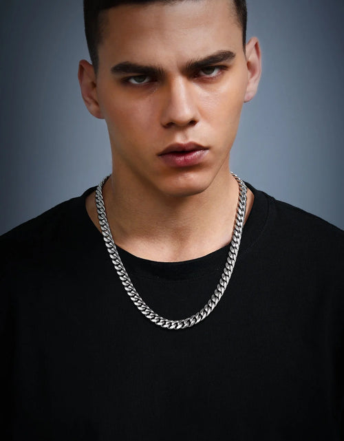 Load image into Gallery viewer, Collares Hip Hop Para Hombre Cadenas Cubanas Tipo Curb 20Inch 10Mm Cadenas De Acero Inoxidable Collar Del Día Del Padre Regalo Para Hombre Papá Hijo
