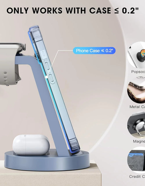 Load image into Gallery viewer, Cargador Inalámbrico - Estación De Carga 3 En 1 Compatible Para Iphone Y Iwatch - Base De Carga Para Airpods (Azul)
