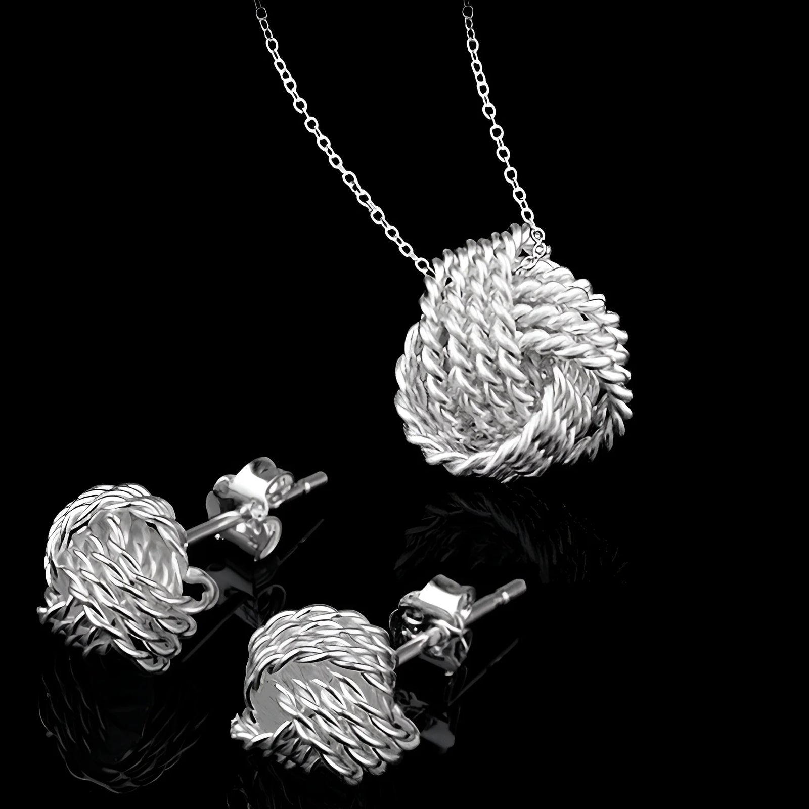 Juego De Collar Y Aretes a Juego De Plata Esterlina Con Nudo De Amor Infinito Para Mujer Ocasión Especial Cumpleaños Vacaciones