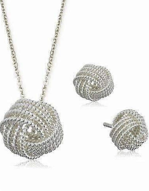 Load image into Gallery viewer, Juego De Collar Y Aretes a Juego De Plata Esterlina Con Nudo De Amor Infinito Para Mujer Ocasión Especial Cumpleaños Vacaciones
