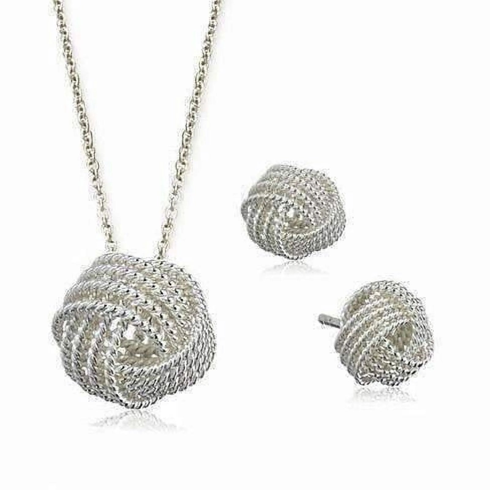 Juego De Collar Y Aretes a Juego De Plata Esterlina Con Nudo De Amor Infinito Para Mujer Ocasión Especial Cumpleaños Vacaciones