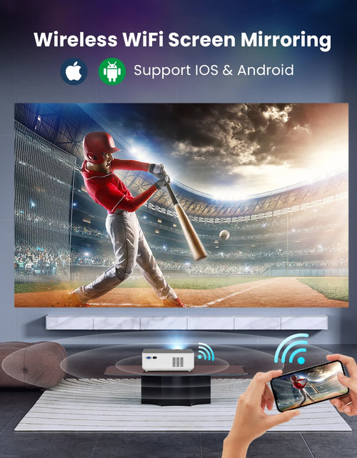 Load image into Gallery viewer, Wifi Bluetooth Projector, Portable Movie Projector Native 1080P for Home &amp;Outdoor, Full HD Video Projector Compatible with Phone/Laptop/Pc/ TV Stick/Usb/Sd Card (Tripod Included)
