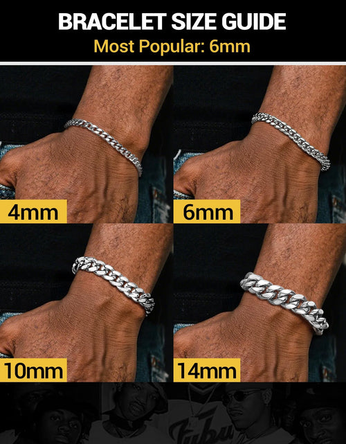 Load image into Gallery viewer, Men Chain Bracelet Cuban Stainless Steel Curb Bracelet 6MM 8.3 Inch Silver Wrist Bracelet Mens Birthday Valentines Day Jewelry Gifts for Him Dad Adults Age
