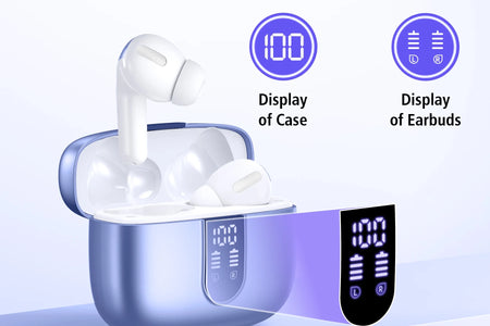 VEATOOL Audífonos Bluetooth True Wireless Earbuds 65H Reproducción Pantalla De Energía Auriculares Con Estuche De Carga Inalámbrica IPX7 a Prueba De Agua Intraaurales Earbuds Con Micrófono Para TV Smartphone Computadora Laptop