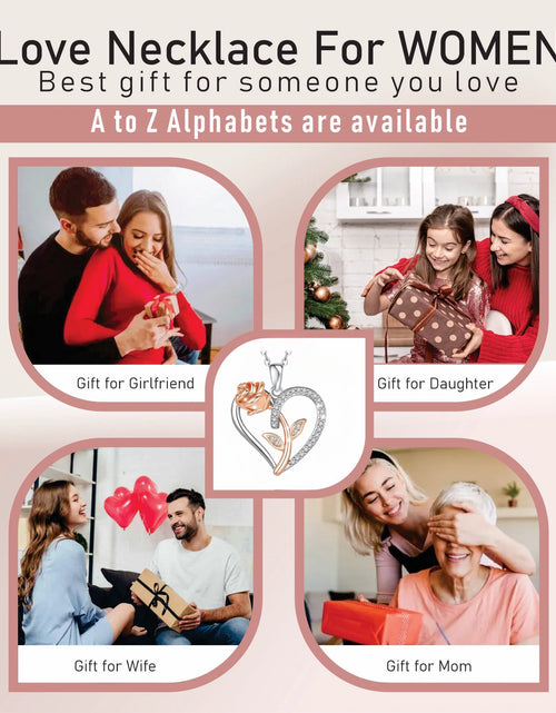 Load image into Gallery viewer, Collar De Plata Esterlina Para Mujer Regalo Para Mamá Esposa De Esposo Día De San Valentín Novia Collar De Corazón De Rosa Para Novia Regalos De Cumpleaños Madre Hija Colgante
