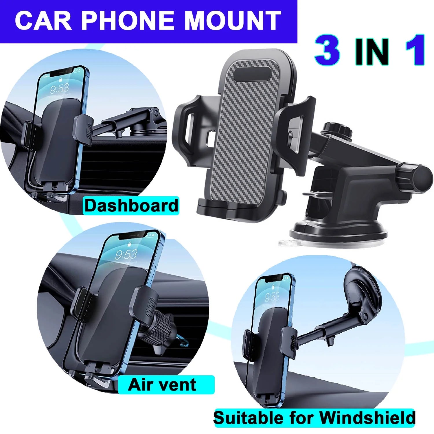 Soporte De Smartphone Para Auto, Soporte De Smartphone Para Auto Con Clip De Ventilación De Aire Para Auto, Soporte Universal De Celular De Brazo Largo, Soportes De Smartphone Para Auto Para Todos Los Smartphones