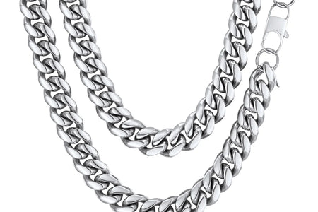 Collares Hip Hop Para Hombre Cadenas Cubanas Tipo Curb 20Inch 10Mm Cadenas De Acero Inoxidable Collar Del Día Del Padre Regalo Para Hombre Papá Hijo