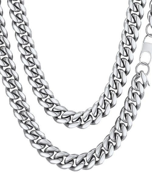 Load image into Gallery viewer, Collares Hip Hop Para Hombre Cadenas Cubanas Tipo Curb 20Inch 10Mm Cadenas De Acero Inoxidable Collar Del Día Del Padre Regalo Para Hombre Papá Hijo
