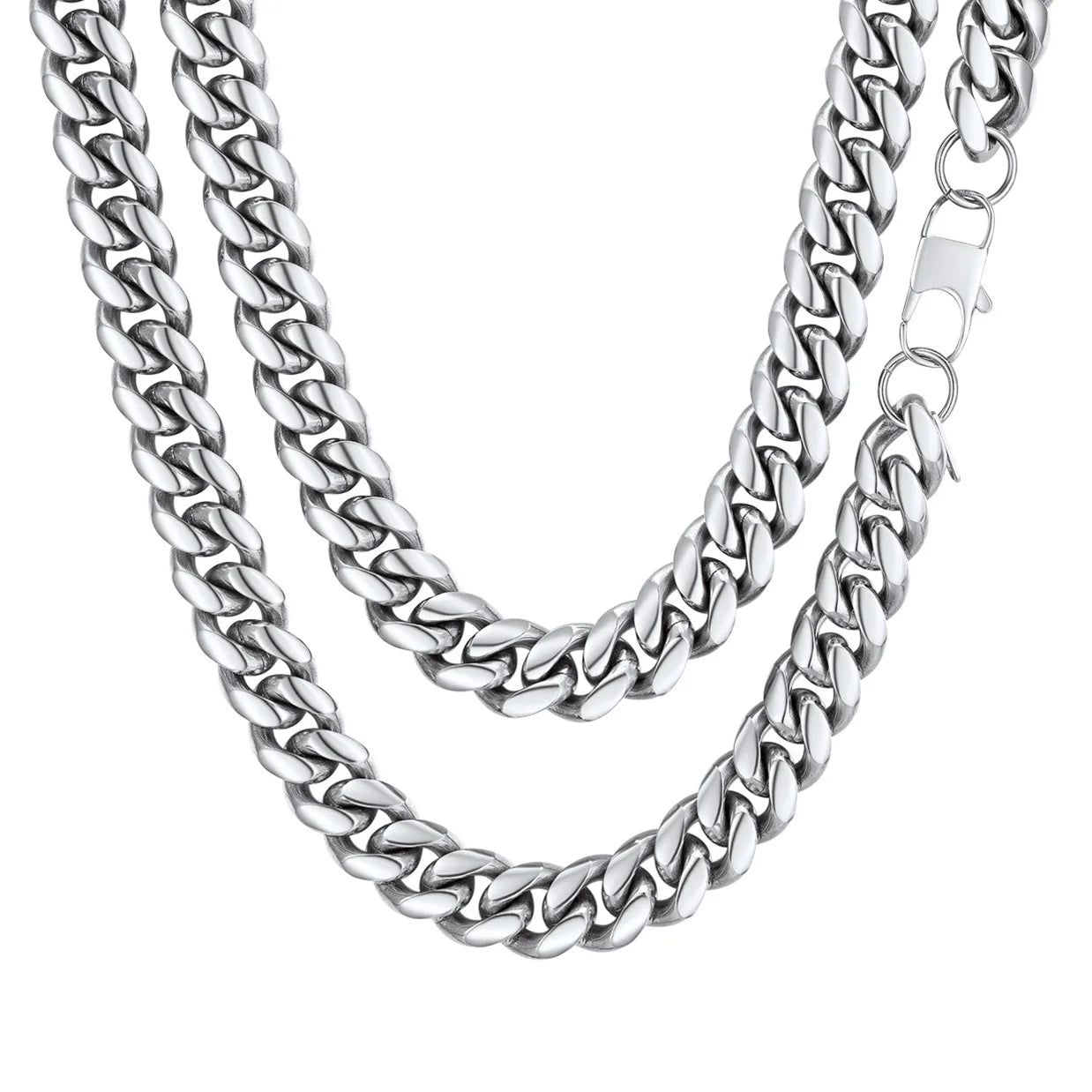 Collares Hip Hop Para Hombre Cadenas Cubanas Tipo Curb 20Inch 10Mm Cadenas De Acero Inoxidable Collar Del Día Del Padre Regalo Para Hombre Papá Hijo
