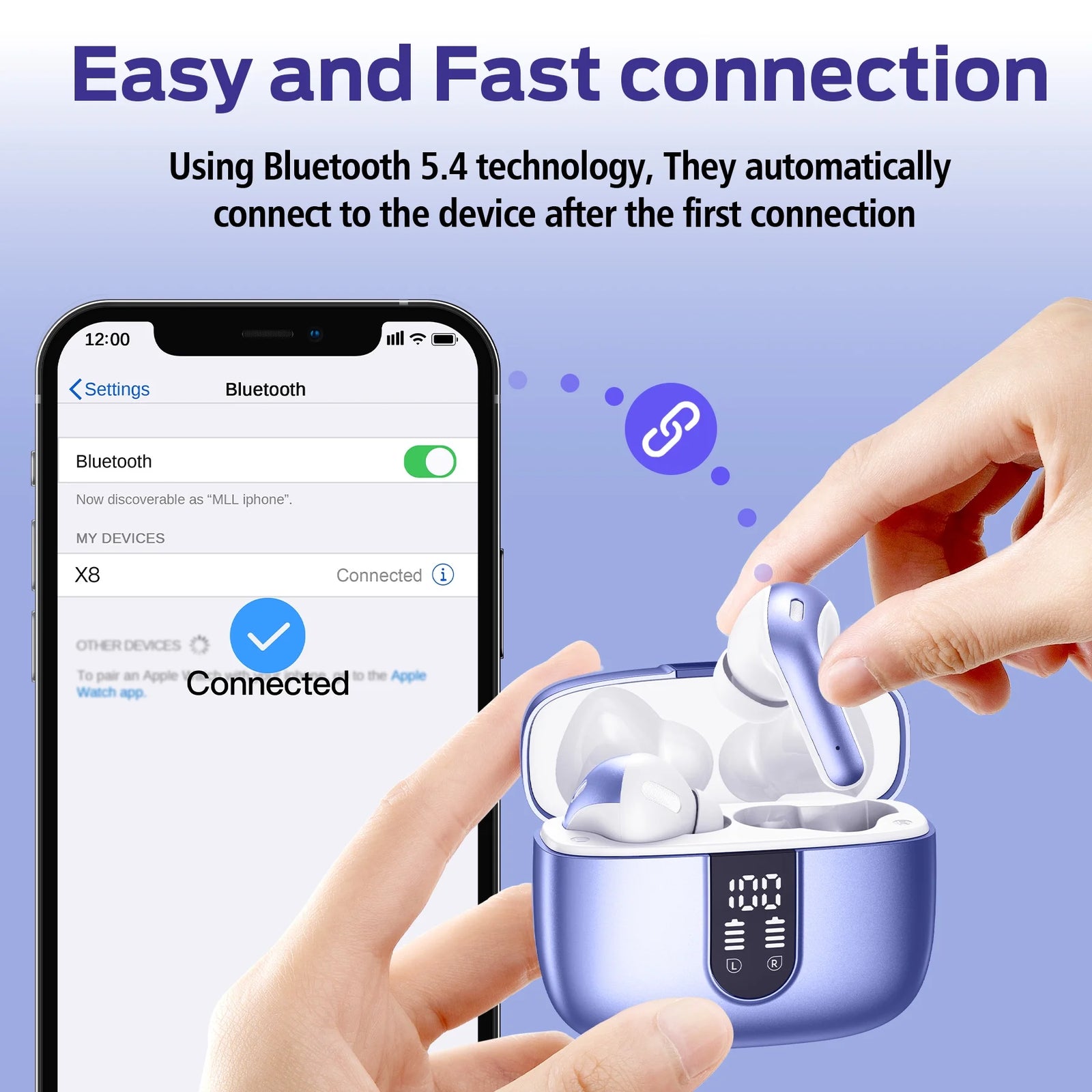 VEATOOL Audífonos Bluetooth True Wireless Earbuds 65H Reproducción Pantalla De Energía Auriculares Con Estuche De Carga Inalámbrica IPX7 a Prueba De Agua Intraaurales Earbuds Con Micrófono Para TV Smartphone Computadora Laptop